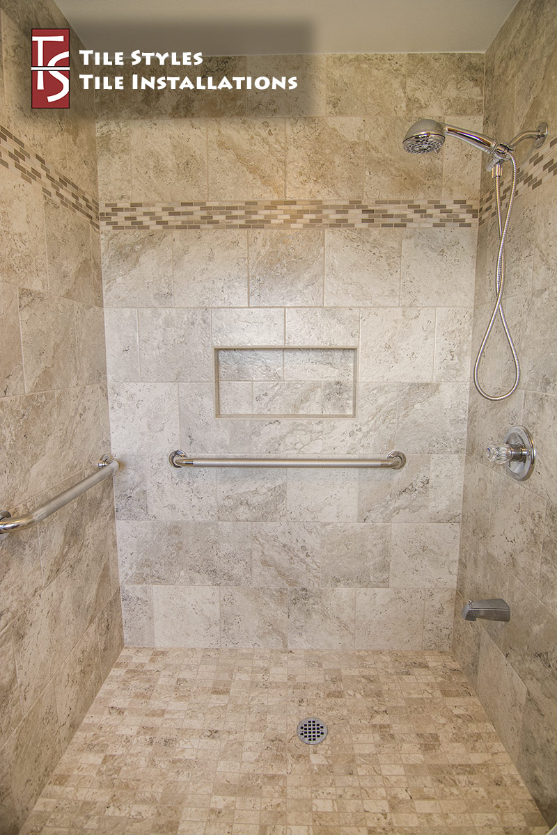 walk-in shower bathroom tile installation