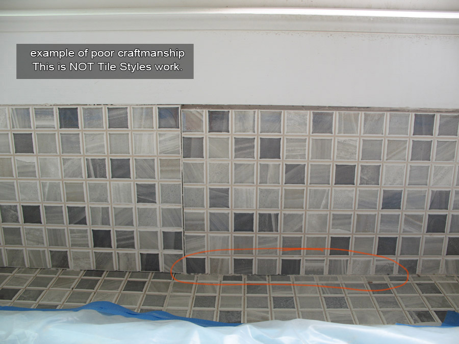 poor layout planning and wide grout joints